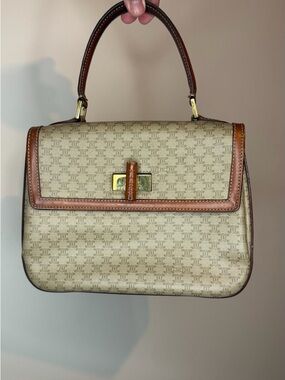 Céline CELINE Macadam Canvas Hand Bag PVC 2way Beige Gold